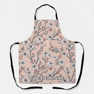Pink Cherry Blossom Sakura Pattern on Pink Apron