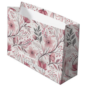 Pink Cherry Blossom Sakura Pattern on White (3) Large Gift Bag