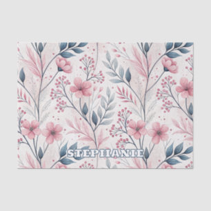 Pink Cherry Blossom Sakura Pattern on White (4) Tissue Paper