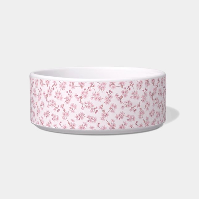 Pink Cherry Blossom Seamless Floral Pattern Bowl (Front)