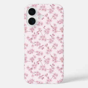 Pink Cherry Blossom Seamless Floral Pattern iPhone 16 Case