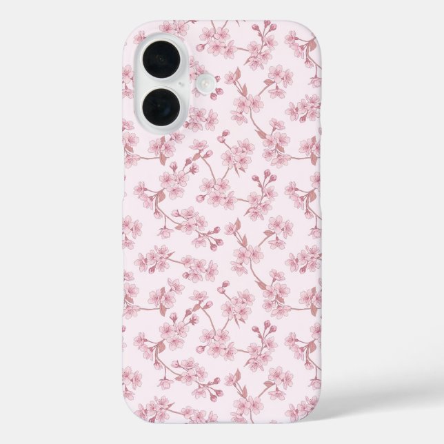 Pink Cherry Blossom Seamless Floral Pattern Case-Mate iPhone Case (Back)