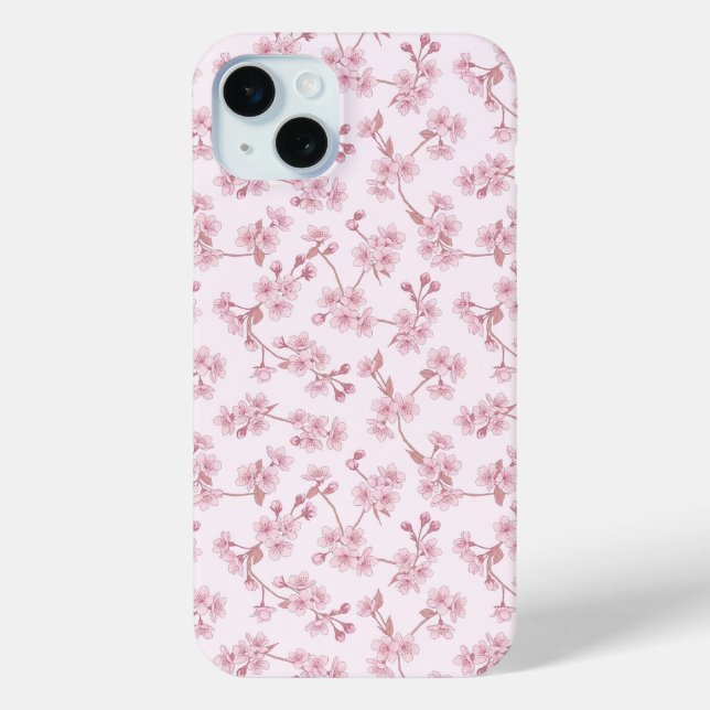 Pink Cherry Blossom Seamless Floral Pattern Case-Mate iPhone Case (Back)