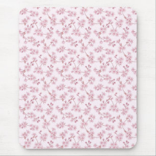 Pink Cherry Blossom Seamless Floral Pattern Mouse Mat