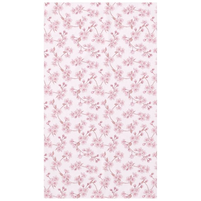 Pink Cherry Blossom Seamless Floral Pattern Tablecloth (Front)
