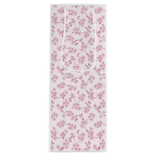 Pink Cherry Blossom Seamless Floral Pattern Wine Gift Bag