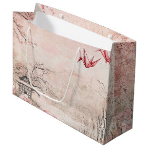 Pink Cherry Blossom Serenity Landscape  (1) Large Gift Bag