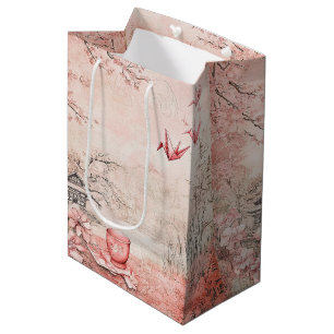 Pink Cherry Blossom Serenity Landscape  (1) Medium Gift Bag