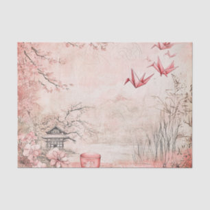 Pink Cherry Blossom Serenity Landscape  (1) Tissue Paper
