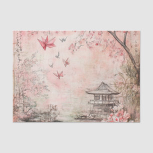 Pink Cherry Blossom Serenity Landscape  (6) Tissue Paper