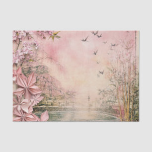 Pink Cherry Blossom Serenity Landscape  (8) Tissue Paper