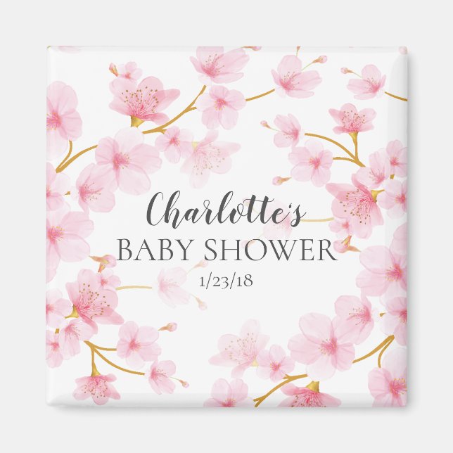 Pink Cherry Blossom Shower Favour  Magnet (Front)