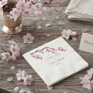 Pink Cherry Blossom spring summer Watercolor Napkin