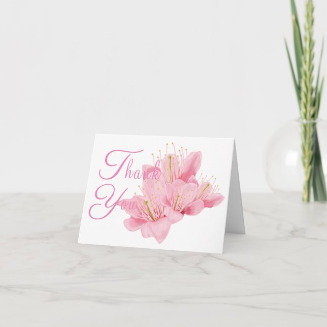 Pink cherry blossom thank you card (Front)