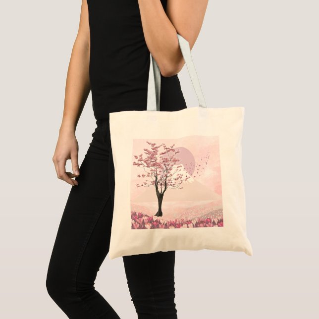 Pink Cherry Blossom Tote Bag (Front (Product))