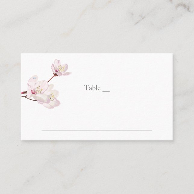 Pink Cherry Blossom Traditional Japanese Sakura Place Card (Front)