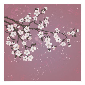 Pink cherry blossom tree poster