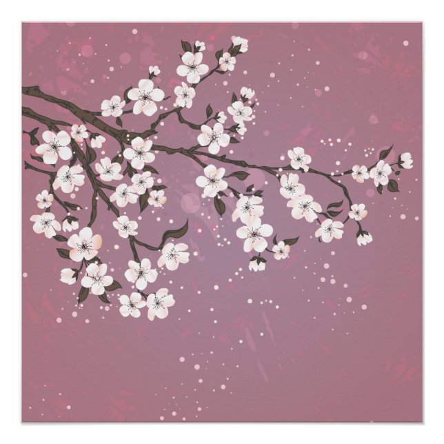 Pink cherry blossom tree poster (Front)