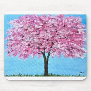 Pink cherry blossom tree Pretty Nature Girly chic Mouse Mat