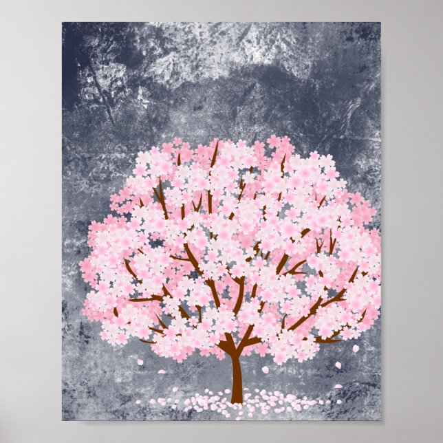 Pink Cherry Blossom Tree Wall Art Poster Aesthetic (Front)