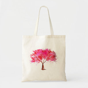 Pink Cherry Blossom tree watercolor Tote Bag