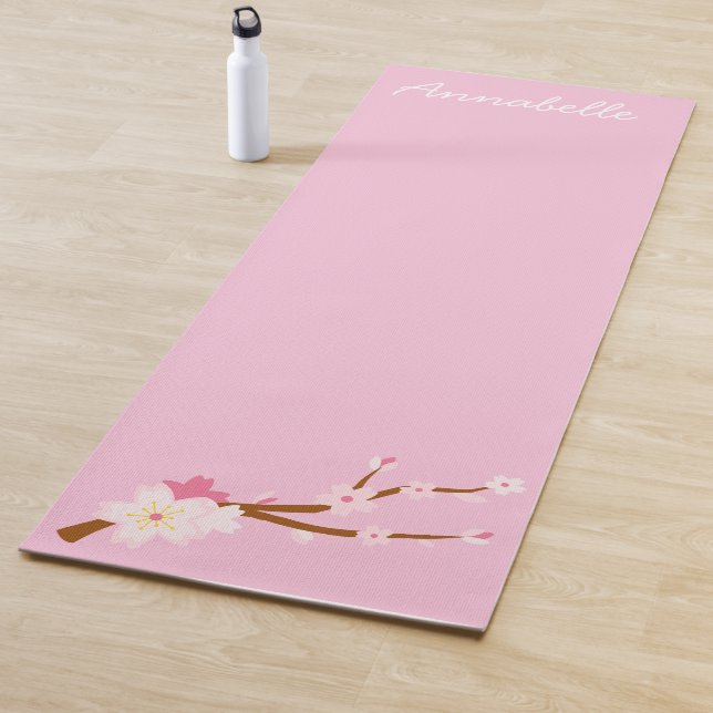 Pink cherry blossom vibrant energetic art yoga mat (In Situ)