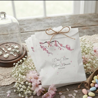 Pink cherry blossom Watercolor Sakura Floral Favour Bags