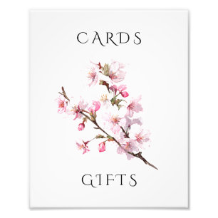 Pink Cherry Blossom Wedding Cards & Gifts Sign