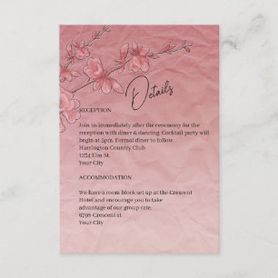 Pink Cherry Blossom Wedding Enclosure Details Card