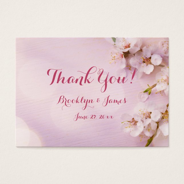 Pink Cherry Blossom Wedding Favour Tags (Front)