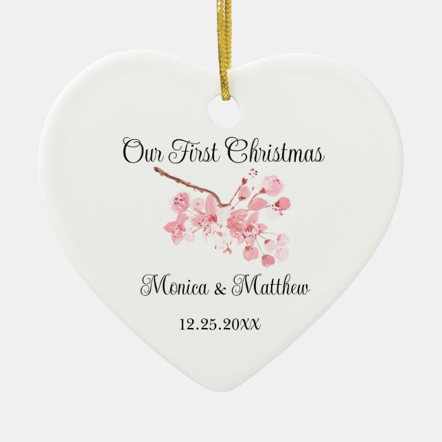 Pink Cherry Blossom Wedding Gift Sakura  Ceramic Tree Decoration (Front)