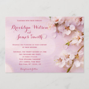 Pink Cherry Blossom Wedding Invitations