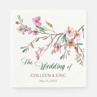 Pink Cherry Blossom Wedding Napkin