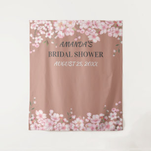 Pink Cherry Blossom Wedding Photo Booth Backdrop Tapestry