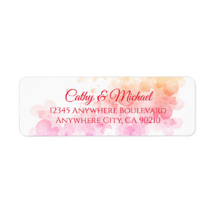 Pink cherry blossom wedding return address
