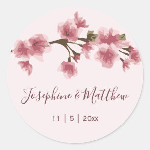 Pink Cherry Blossom Wedding Stickers