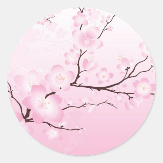 Pink Cherry Blossom Wedding Stickers (Front)