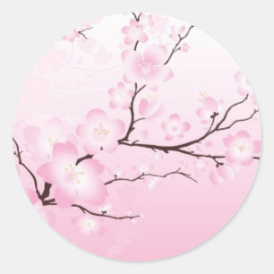 Pink Cherry Blossom Wedding Stickers
