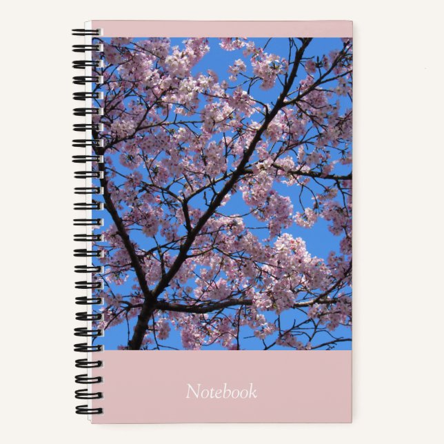Pink Cherry Blossoms 5.5"x8.5" Notebook (Front)
