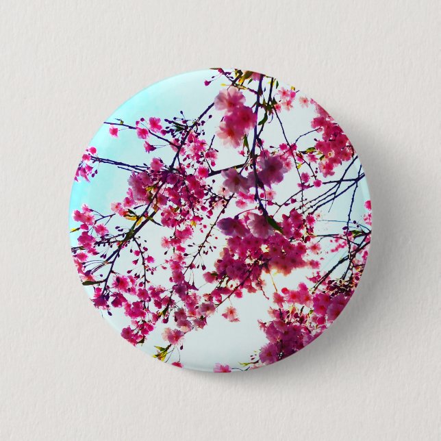 Pink Cherry blossoms 6 Cm Round Badge (Front)