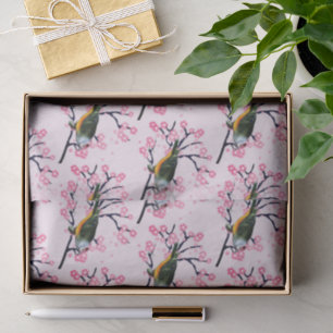 Pink Cherry Blossoms and Songbird Decoupage Tissue Paper