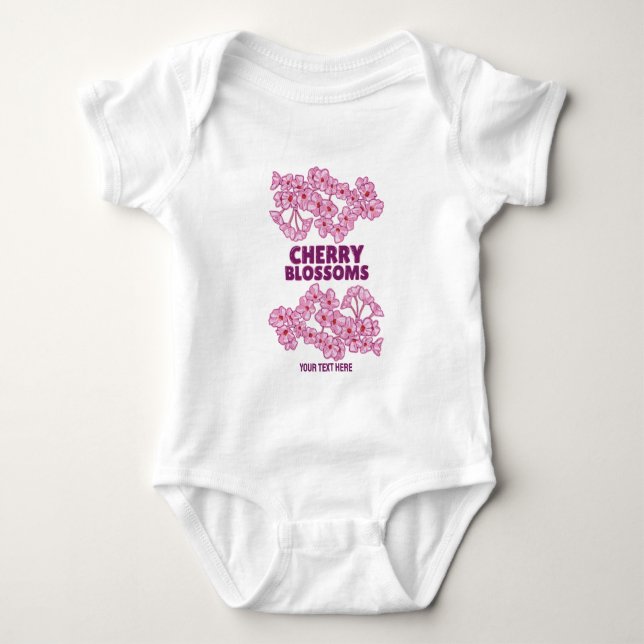 Pink cherry blossoms baby bodysuit (Front)