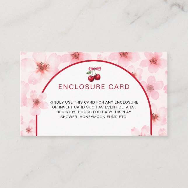 Pink Cherry Blossoms Baby Shower  Enclosure Card (Front)