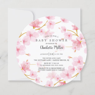 Pink Cherry Blossoms  Baby Shower Invitation