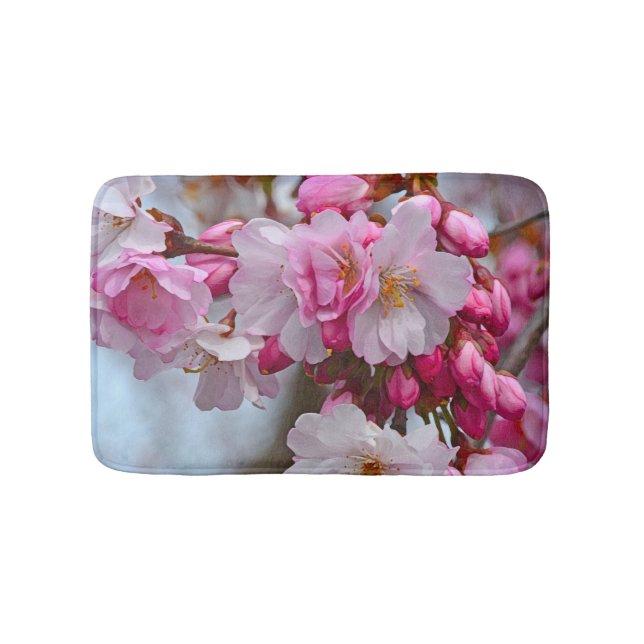 Pink cherry blossoms bath mat (Front)