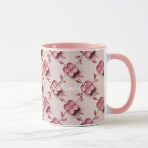 Pink Cherry Blossoms Bridesmaid Pink Combo Mug