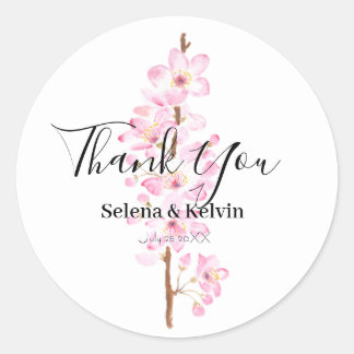 Pink Cherry blossoms flower round sticker