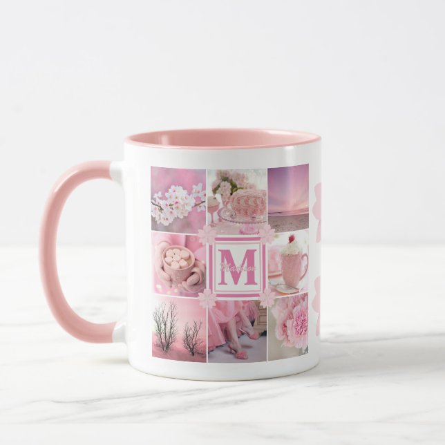 Pink Cherry Blossoms Instagram Photo Grid Sakura Mug (Left)