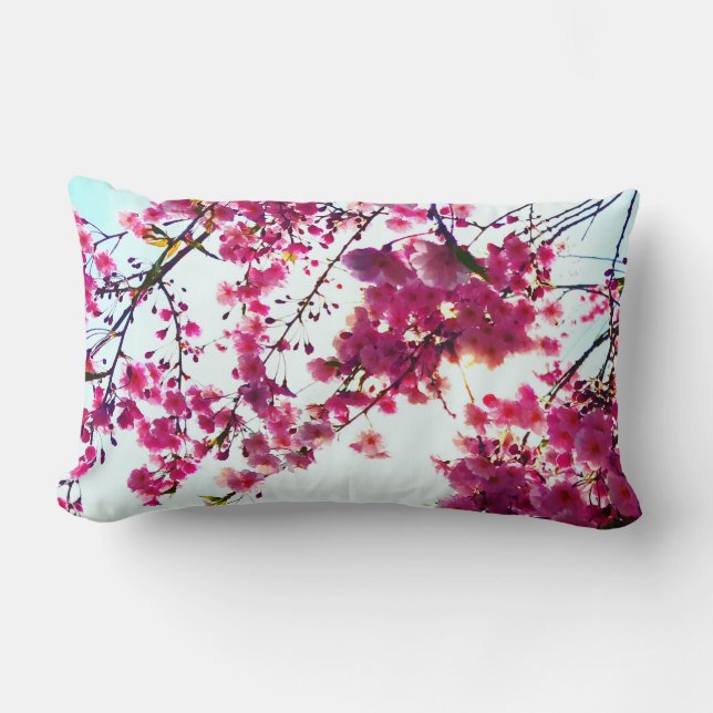 Pink Cherry blossoms Lumbar Cushion (Front)