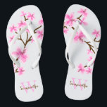 Pink Cherry Blossoms Monogrammed Flip Flops<br><div class="desc">Beautiful and sweet cherry blossoms or sakura flowers design perfect for spring,  summer,  as well as for bride,  bridesmaids,  mother of the bride,  mother of the groom,  maid of honour,  flower girl gifts,  and more!</div>